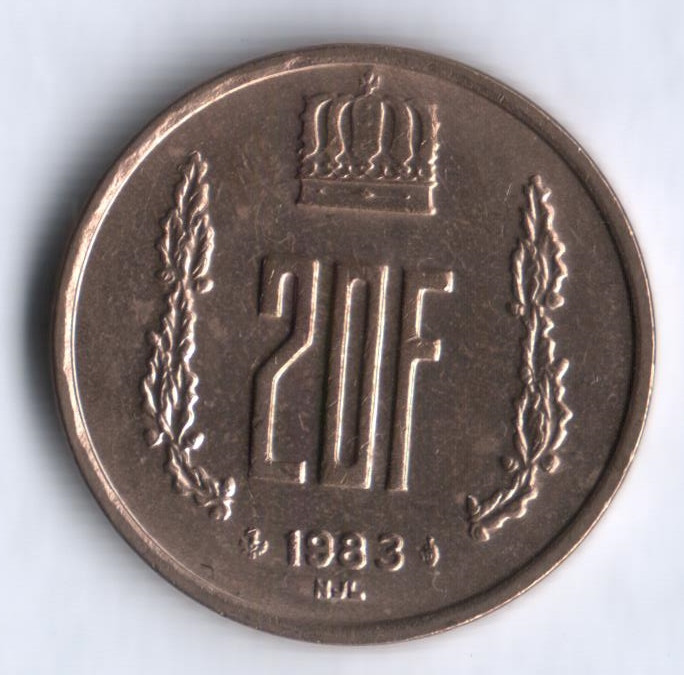 Монета 20 франков. 1983 год, Люксембург.