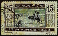 Почтовая марка (15 c.). "Пересечение пустыни". 1913 год, Мавритания.