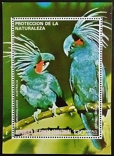 Мини-блок. "Австралийские птицы". 1974 год, Экваториальная Гвинея. Мини-блок. "Австралийские птицы". 1974 год, Экваториальная Гвинея.