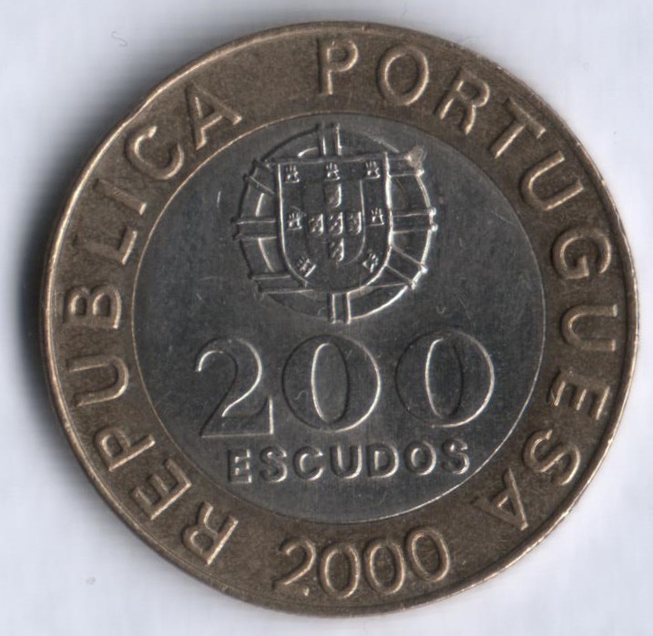 Монета 200 эскудо. 2000 год, Португалия.