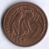 Монета 2 цента. 1983 год, Новая Зеландия.