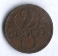 Монета 2 гроша. 1934 год, Польша.