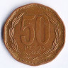 Монета 50 песо. 2008 год, Чили.