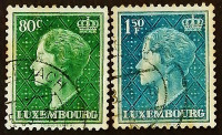 Набор почтовых марок (2 шт.). "Великая герцогиня Шарлотта". 1948-1949 годы, Люксембург.