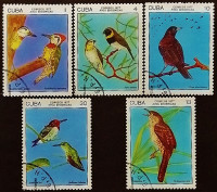 Набор почтовых марок (5 шт.). "Эндемичные птицы". 1977 год, Куба.