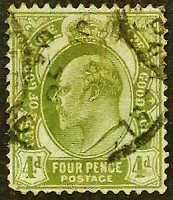Почтовая марка (4 p.). "Король Эдуард VII". 1903 год, Мыс Доброй Надежды (Южная Африка).