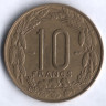 Монета 10 франков. 1958 год, Камерун.