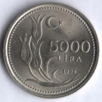 5000 лир. 1994 год, Турция.