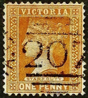 Почтовая марка (1 p.). "Королева Виктория". 1897 год, Виктория.