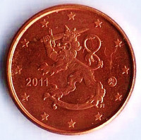 Монета 1 цент. 2011(Fl) год, Финляндия.