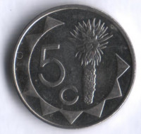 Монета 5 центов. 2009 год, Намибия.