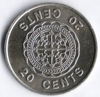 Монета 20 центов. 1977 год, Соломоновы острова.