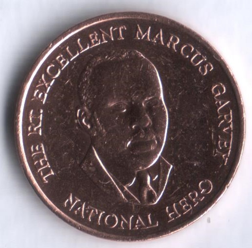 Монета 25 центов. 1996 год, Ямайка. Маркус Гарви - национальный герой.