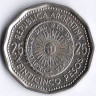 Монета 25 песо. 1964 год, Аргентина.