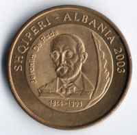 Монета 50 леков. 2003 год, Албания. Иероним Де Рада.