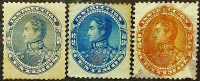 Набор фискальных марок (3 шт.). "Симон Боливар". 1893 год, Венесуэла.