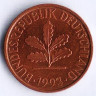 Монета 2 пфеннига. 1993(D) год, ФРГ.