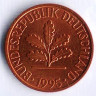 Монета 1 пфенниг. 1995(A) год, ФРГ.
