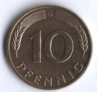 10 пфеннигов. 1991 год (G), ФРГ.