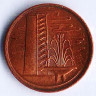 Монета 1 цент. 1984 год, Сингапур.