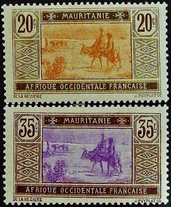 Набор марок (2 шт.). "Пересечение пустыни". 1913 год, Мавритания.