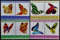 Набор марок (8 шт.). "Бабочки". 1985 год, Сент-Люсия.