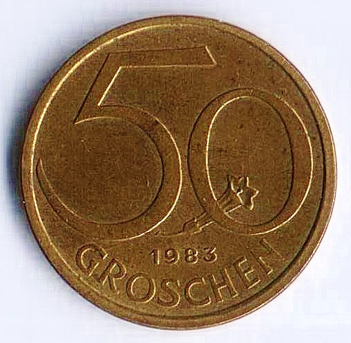 Монета 50 грошей. 1983 год, Австрия.