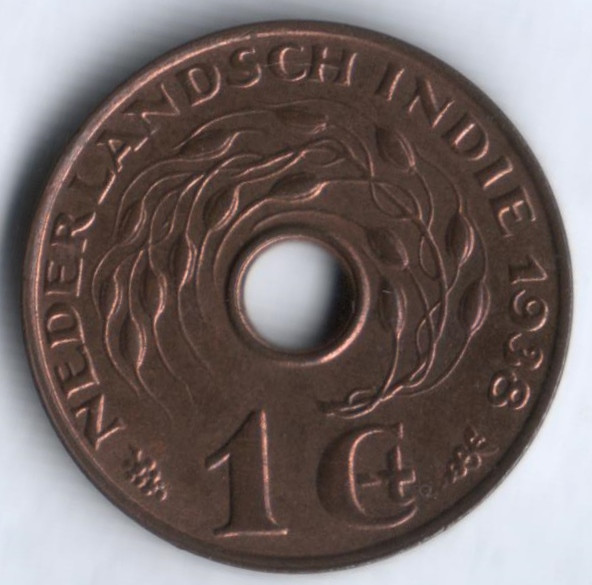 Монета 1 цент. 1938 год, Нидерландская Индия.