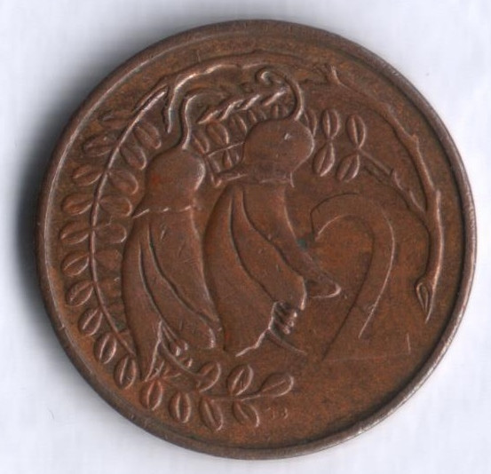 Монета 2 цента. 1984 год, Новая Зеландия.