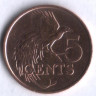 5 центов. 1997 год, Тринидад и Тобаго.