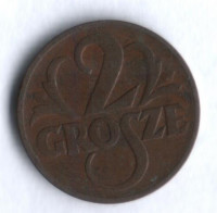 Монета 2 гроша. 1937 год, Польша.