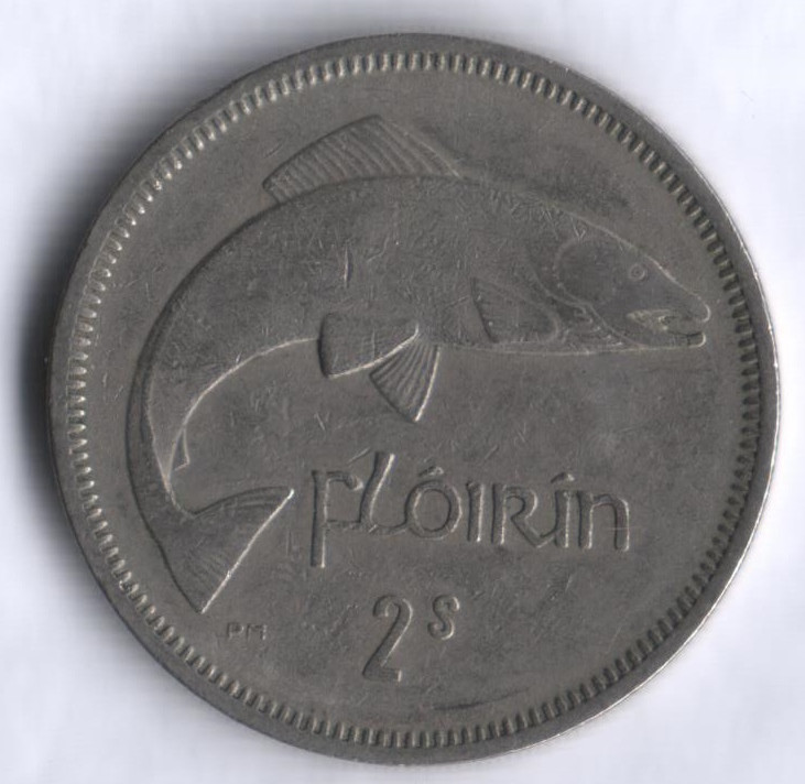 Монета 2 шиллинга (1 флорин). 1966 год, Ирландия.