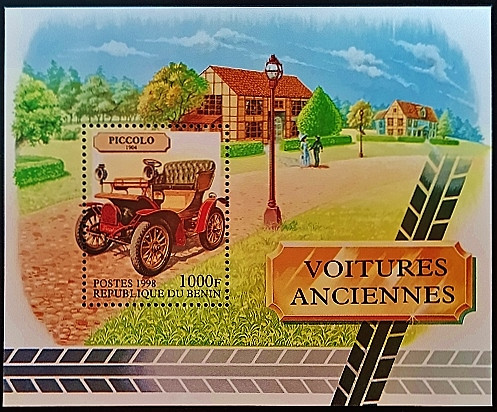 Мини-блок. "Винтажные автомобили". 1998 год, Бенин.
