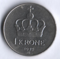 Монета 1 крона. 1979 год, Норвегия.