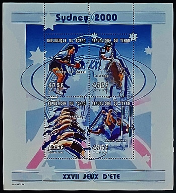 Блок марок (4 шт.). "Летние Олимпийские игры, Сидней`2000". 2000 год, Чад.