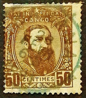 Почтовая марка. "Король Леопольд II". 1887 год, Свободное Государство Конго.