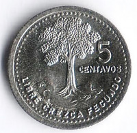 Монета 5 сентаво. 1994 год, Гватемала.
