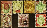 Набор почтовых марок (7 шт.). "Король Эдуард VII". 1902-1911 годы, Великобритания.