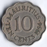 Монета 10 центов. 1954 год, Маврикий.