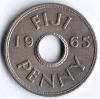 Монета 1 пенни. 1965 год, Фиджи.