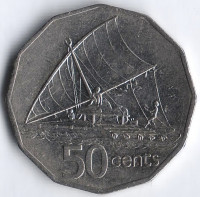 Монета 50 центов. 1995 год, Фиджи.