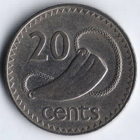 Монета 20 центов. 1992 год, Фиджи.