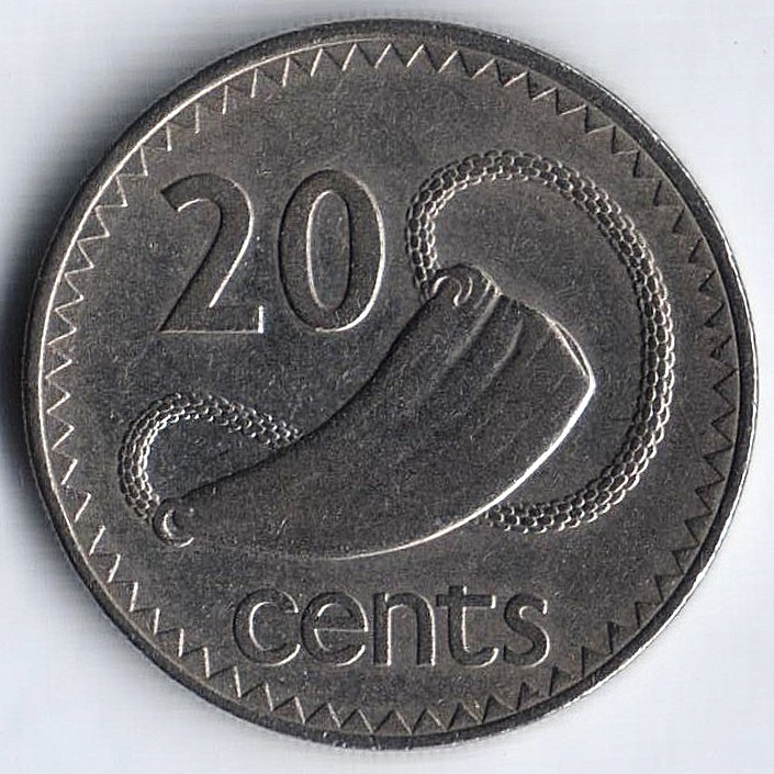 Монета 20 центов. 1992 год, Фиджи.
