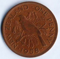 Монета 1 пенни. 1958 год, Новая Зеландия.