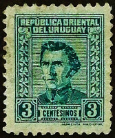 Почтовая марка (3 c.). "Генерал Хосе Артигас". 1948 год, Уругвай.