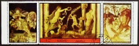 Марка с этикетками. "Античная мозаика". 1972 год, Аджман.