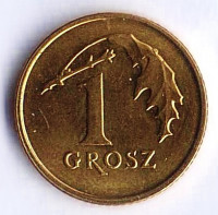 Монета 1 грош. 2018 год, Польша.