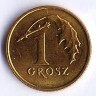 Монета 1 грош. 2018 год, Польша.