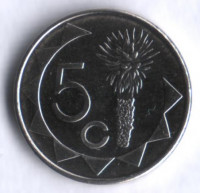 Монета 5 центов. 2012 год, Намибия.