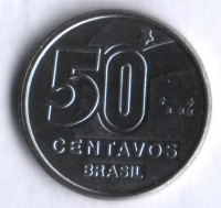 Монета 50 сентаво. 1989 год, Бразилия.